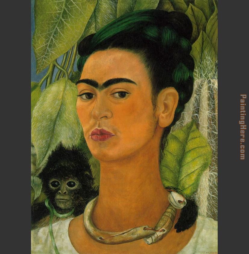 daKahlo-Self-Portrait with Monkey 1938 painting - Frida Kahlo daKahlo-Self-Portrait with Monkey 1938 art painting